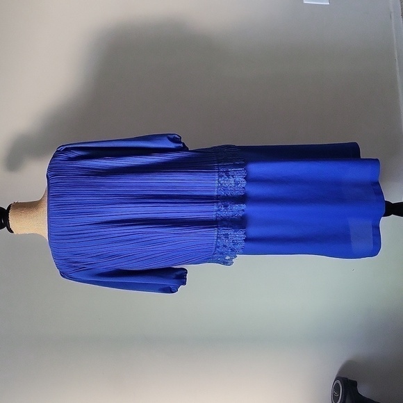 Vintage Encore Royal Blue Swing Dress Bow tie 🎀 ,lacey detailing attached - Picture 5 of 16